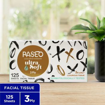 Paseo Ultrasoft Facial Box Xoxo Dermatologically 125's, 3 Ply, 24 Box / carton